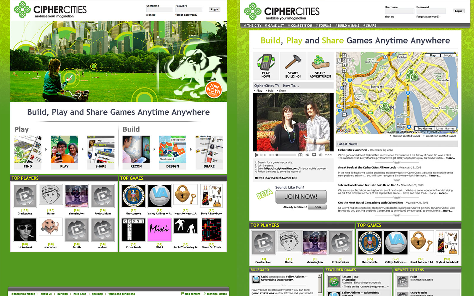 Website screenshots